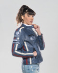 Biker in Pelle Blu Tamponato – Raven | Leather Trend