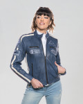 Blue Buffed Leather Biker Jacket – Raven | Leather Trend