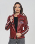 Biker in Pelle Tamponata Bordeaux – Raven | Leather Trend