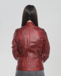 Biker in Pelle Tamponata Bordeaux – Raven | Leather Trend