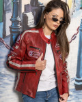 Biker in Pelle Tamponata Bordeaux – Raven | Leather Trend