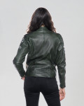 Women's leather jacket mod. biker bis in genuine Green Bis leather 100% made in Italy