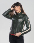 Dark Green Buffed Leather Biker Jacket – Raven | Leather Trend