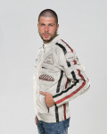 Biker in Pelle Tamponata da Uomo Avorio – Axel | Leather Trend