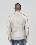 Biker in Pelle Tamponata da Uomo Avorio – Axel | Leather Trend