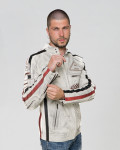 Biker in Pelle Tamponata da Uomo Avorio – Axel | Leather Trend