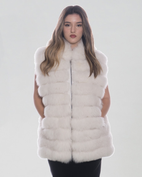 Giacca donna mod. Arianna Bianca in vera pelle e pelliccia 100% made in Italy