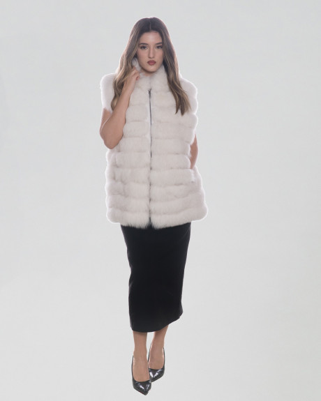 Giacca donna mod. Arianna Bianca in vera pelle e pelliccia 100% made in Italy 2