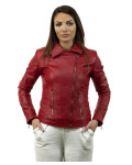 Women's leather jacket mod. Violetta in genuine red leather 100% made in Italy