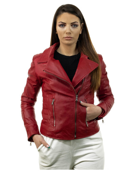 Chiodo in Pelle da Donna Rosso - Violetta | Leather Trend