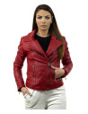 Giacca in pelle donna mod. Violetta rosso in vera pelle 100% made in Italy