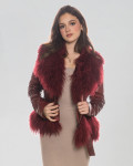 Giacca Donna Bordeaux in vera pelle e vera pelliccia