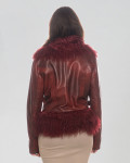 Giacca Donna Bordeaux in vera pelle e vera pelliccia