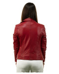 Women's leather jacket mod. Violetta in genuine red leather 100% made in Italy