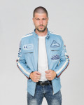 Men's Light Blue Leather Biker Jacket – Axel | Leather Trend