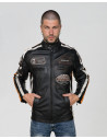 Biker in Pelle Tamponata da Uomo Nero – Axel | Leather Trend