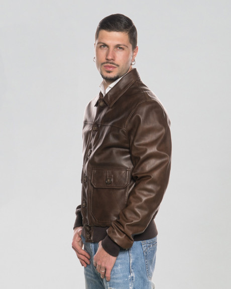 Bomber in Pelle da Uomo Testa di Moro - U03 | Leather Trend 2