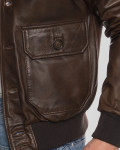 Men's leather jacket mod. bomber in genuine dark brown leather 100% made in Italy