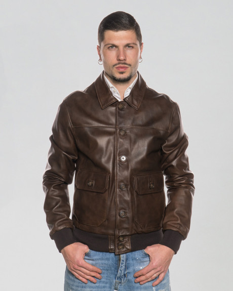 Bomber in Pelle da Uomo Testa di Moro - U03 | Leather Trend