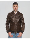 Men's Dark Brown Leather Bomber Jacket - U03 | Leather Trend