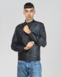 Men's leather jacket mod. biker in genuine Black leather 100% made in Italy