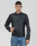Men's leather jacket mod. biker in genuine Black leather 100% made in Italy