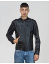 Men's Black Leather Biker Jacket – U05 | Leather Trend