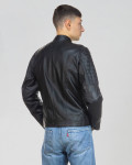 Men's leather jacket mod. biker in genuine Black leather 100% made in Italy