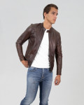 Men's Dark Brown Leather Jacket - U09 | Leather Trend