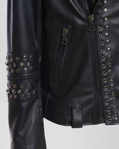 Chiodo Uomo Borchiato Nero in Pelle - Vasco | Leather Trend 2