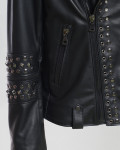 Men's Black Studded Leather Perfecto Jacket - Vasco | Leather Trend