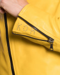 Men's Yellow Studded Leather Perfecto Jacket - Vasco | Leather Trend