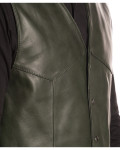 Men's Green Leather Vest - Vincent | Leather Trend