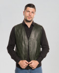 Men's Green Leather Vest - Vincent | Leather Trend
