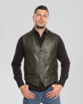 Men's Green Leather Vest - Vincent | Leather Trend