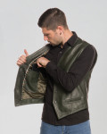 Men's Green Leather Vest - Vincent | Leather Trend