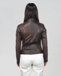 Women's leather jacket mod. Violetta in genuine Dark Brown leather 100% made in Italy