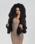 Bea – Women’s Black Shearling Jacket with Real Fur