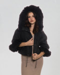 Bea – Women’s Black Shearling Jacket with Real Fur