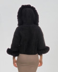 Bea – Women’s Black Shearling Jacket with Real Fur