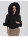 Bea - Giacca Donna Nero in vero montone e pelliccia