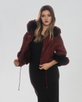 Woman jacket mod. Bea in genuine Bordeaux leather and fur 100% made in Italy