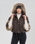 Woman jacket mod. Beatrice in genuine Nabuk leather and fur 100% made in Italy