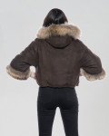 Woman jacket mod. Beatrice in genuine Nabuk leather and fur 100% made in Italy