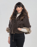 Woman jacket mod. Beatrice in genuine Nabuk leather and fur 100% made in Italy
