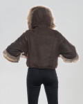 Woman jacket mod. Beatrice in genuine Nabuk leather and fur 100% made in Italy