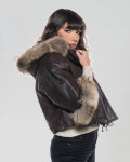 Giacca donna mod. Beatrice Testa di Moro in vera pelle e pelliccia 100% made in Italy