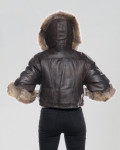 Giacca donna mod. Beatrice Testa di Moro in vera pelle e pelliccia 100% made in Italy