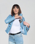 Women's Light Blue Leather Jacket – Belen | Leather Trend
