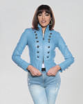 Women's Light Blue Leather Jacket – Belen | Leather Trend